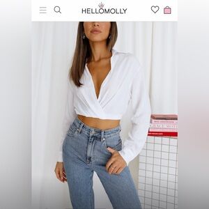 NWOT Hello Molly Preppy and Ready White Crop Top XS